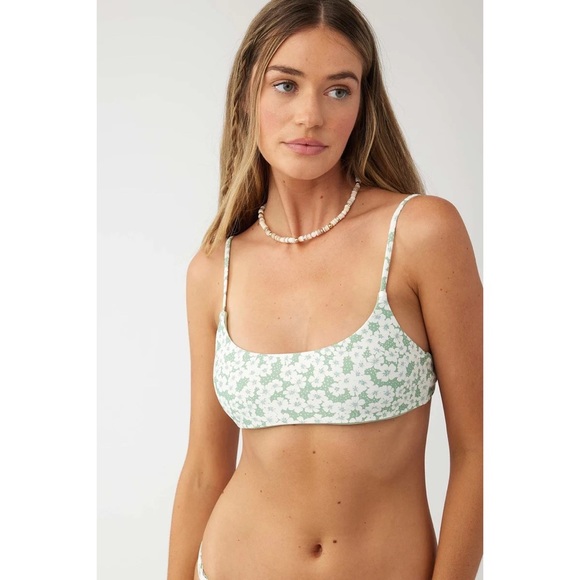 NEW O'Neill Bridgette Surfside Bralette Bikini Top Aloe Green Floral Size Medium - Picture 6 of 6